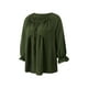 thumbnail image 2 of VISgogo Camisa holgada informal para mujer, blusas peplum de manga larga con cuello en V de color sólido, S/M/L/XL VISgogo moda, 2 of 9