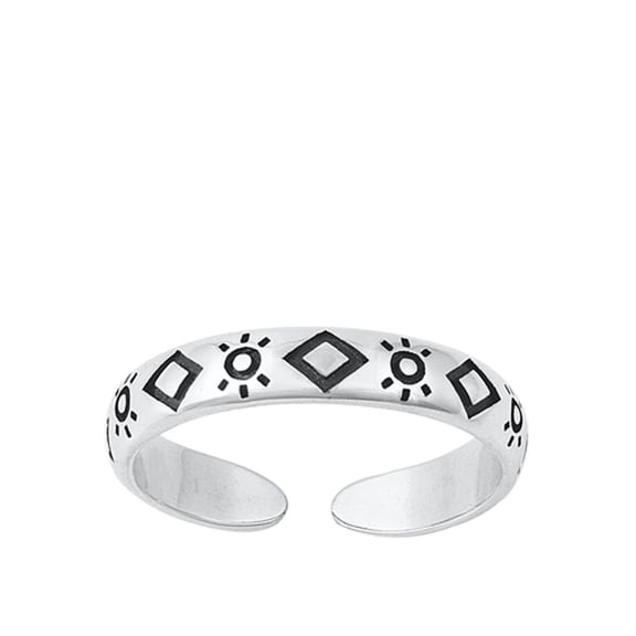 Sterling Silver Sun Toe Ring Adjustable Geometric Midi Band 925 New Jewelry Female Unisex
