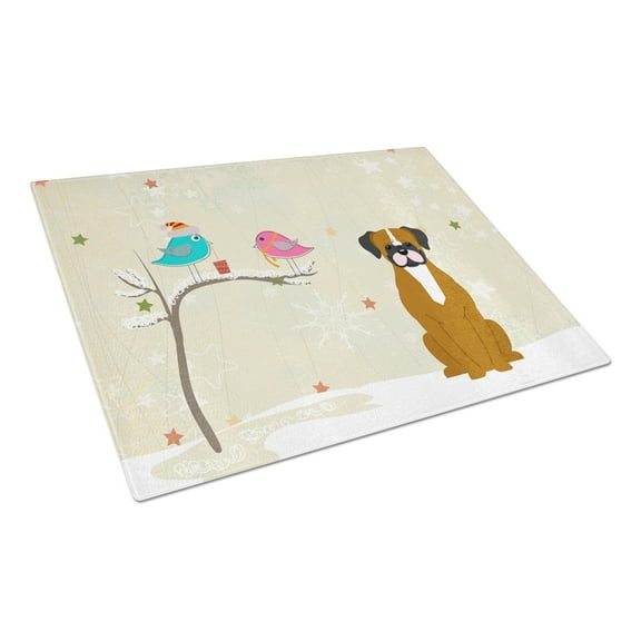 Christmas Presents between Friends Boxer - Flashy Fawn Glass Cutting Board Large