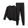 thumbnail image 2 of Antinious Women Thickened Quilted Long Sleeve Crewneck Top with Warm Pants Loungewear Set Set,Winter Pajamas for Women Set,Women's Sleepwear Outfits,Black,XL, 2 of 3