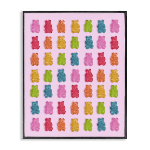 Stupell Industries Soft Rainbow Bears on Pink Black Framed Giclee Art, design by LISH Creative