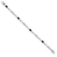 thumbnail image 3 of Gem Stone King 925 Sterling Silver Black Onyx and Lab Grown Diamond Bracelet for Women | 3.61 Cttw | Gemstone December Birthstone | Oval 6X4MM | Length 7.25 inches, 3 of 6