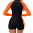 thumbnail image 5 of Baqcunre Long Sleeves Rash Guard Swimsuits for Women One Piece Zipper Upf 50+ Sun Protection Surfing Bathing Suit, 1Pc Swimsuit Orange M, 5 of 5