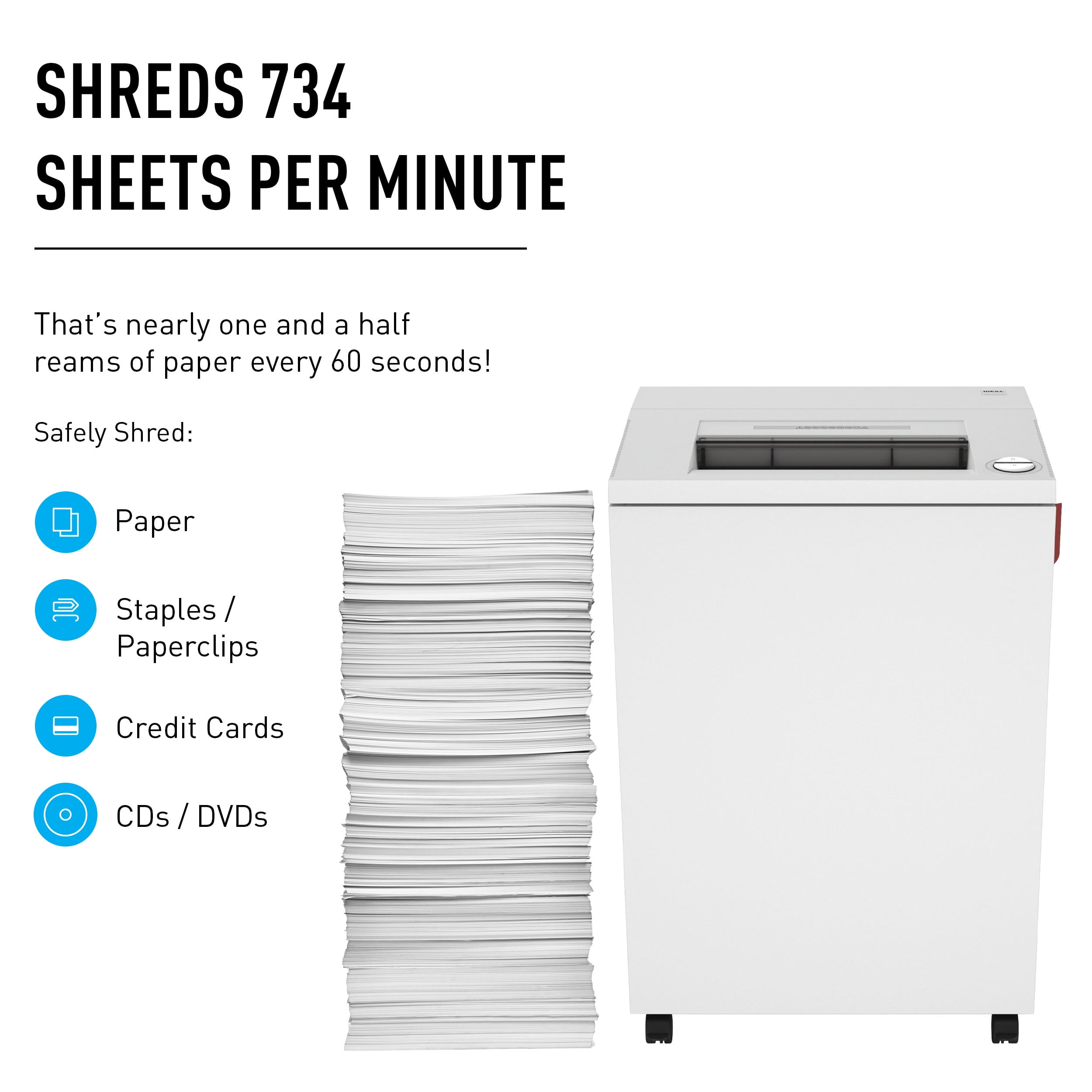IDEAL 4001 Cross Cut Centralized Office Paper Shredder Heavy Duty,Shred Staples/Paper Clips/Credit Cards/CDs/DVDs,  25-28 Sheet,  P-5 Security Level