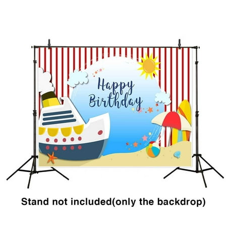 Image of MOHome 7x5ft naval style birthday backdrop summer surfing sea and beach with stripes for party photography