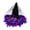 Dark Purple, variant on 1-Piece Feathered Satin Witch Hat for Women, Halloween Wide-Brim Cone Cap with Tulle Veil — Mystical Costume Accessory featuring Rose & Quill Details Purple One Size