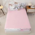 thumbnail image 4 of Erosebridal Romantic Watercolor Zipper Full Size Comforter Sets with Fitted Sheet and 2 Pillowcases,White Horse Pattern Zipper Bedding Set,Pink White Green,Pink Reversible, 4 of 6