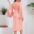 thumbnail image 4 of SMihono Fashion Women Long Sleeve Deep V-Neck Dress Solid Pleated High Split Cocktail Party Formal Bridesmaid A-Line Dress Waist Gown Dress Pink 6, 4 of 8
