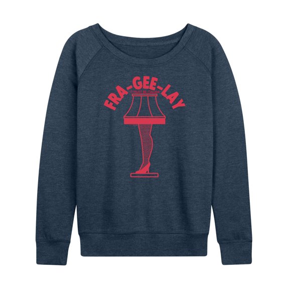 A Christmas Story - Leg Lamp Fragile Must Be Italian Women's Lightweight French Terry Wide Neck Long Sleeve Graphic Shirt