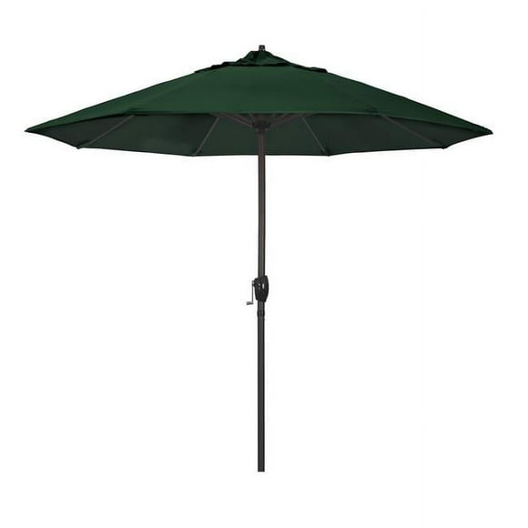 California Umbrella ATA908117-5446 9 ft. Casa Series Patio Bronze Auto Tilt Crank Lift - Sunbrella 1A Forest Green Fabric