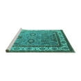 thumbnail image 2 of Ahgly Company Machine Washable Indoor Round Oriental Turquoise Blue Industrial Area Rugs, 7' Round, 2 of 4