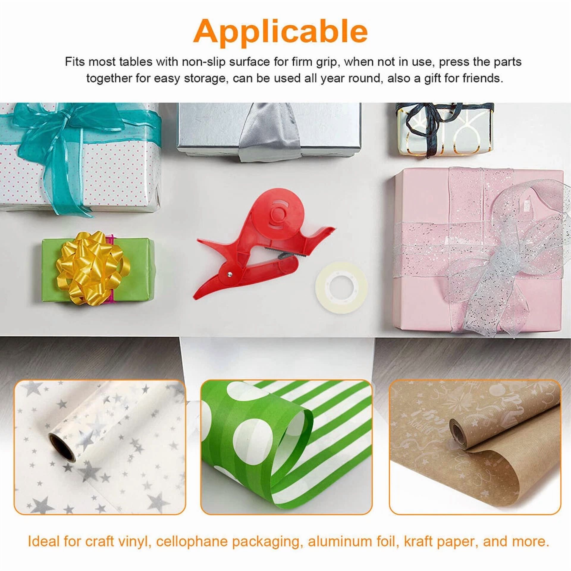 CRESTIN- 2Pc Wrap Buddies Wrapping Tool Wrap Clips Tape Dispenser Paper Roll Holder Clips