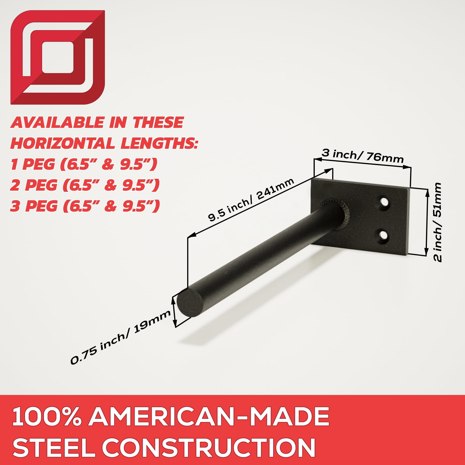 The Original™ Round Free Floating Shelf Brackets (3 peg 6 1/2 inch)