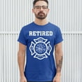 thumbnail image 3 of Tee Hunt Retired Firefighter Badge T-Shirt Fire and Rescue Fire Department Men's Tee, Blue, 5X-Large, 3 of 5