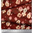 thumbnail image 2 of Soimoi Red Cotton Duck Fabric Peach Flower Watercolor Print Fabric by Yard 44 Inch Wide, 2 of 3