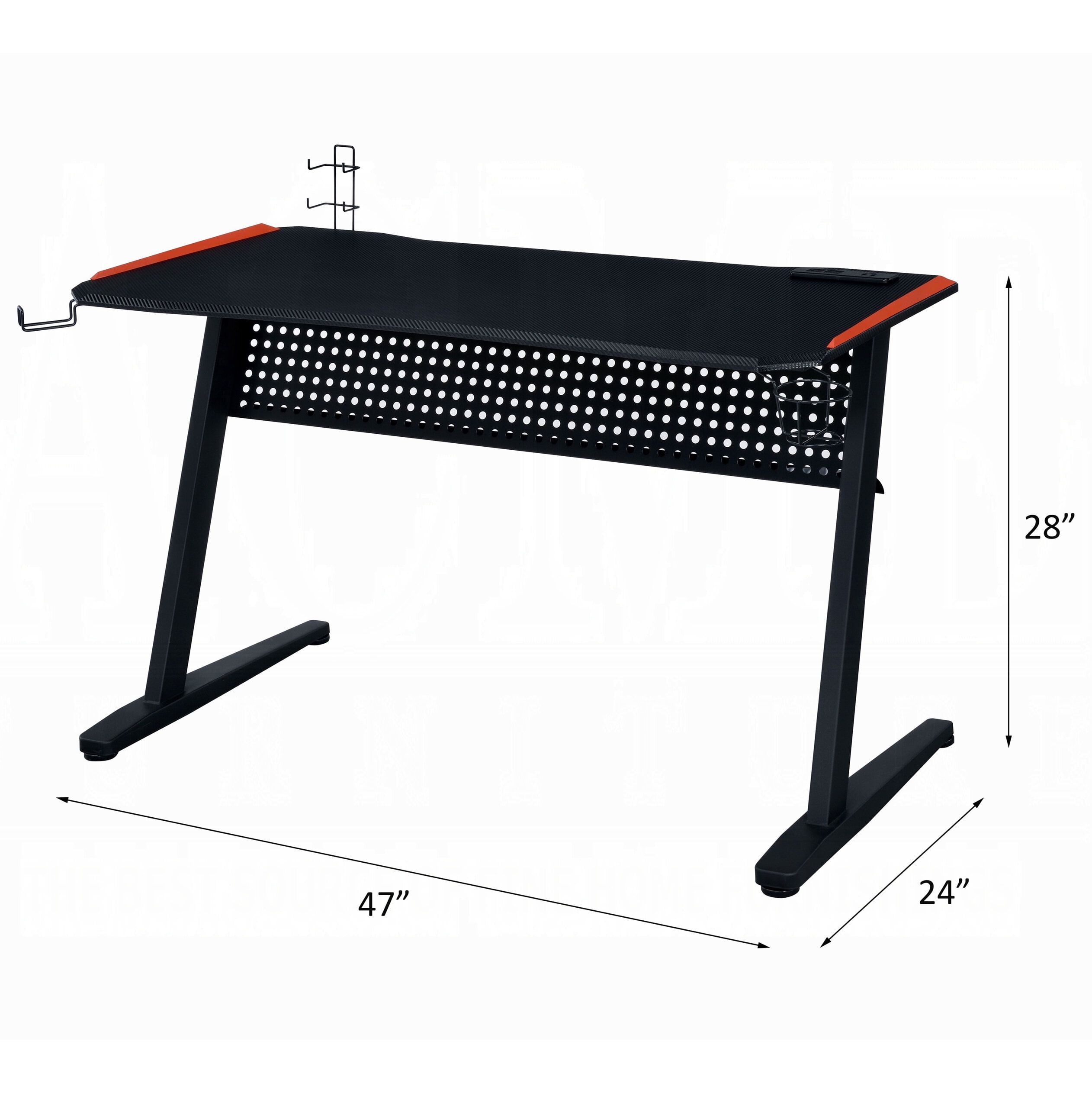 Pool Table, Black and Red Gaming Desk with LED Light and USB Port, Black+Red Game Tables,Paper Composite Combination Game Tables, Furniture Game & Recreation Game Tables