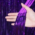 thumbnail image 2 of 3 Pack Purple Metallic Tinsel Foil Fringe Curtains, Black Foil Curtain Backdrop, Photo Booth Props for Birthday Wedding Baby Shower Bachelorette Xmas Celebration Party Decorations Door Streamers, 2 of 7