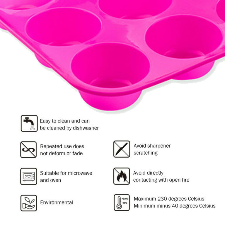 Silicone Muffin Pan - 12 Cups Regular Silicone Cupcake Pan, Non-stick  Silicone Great for Making Muffin Cakes, Tart, Bread - BPA Free and  Dishwasher Safe,Red 