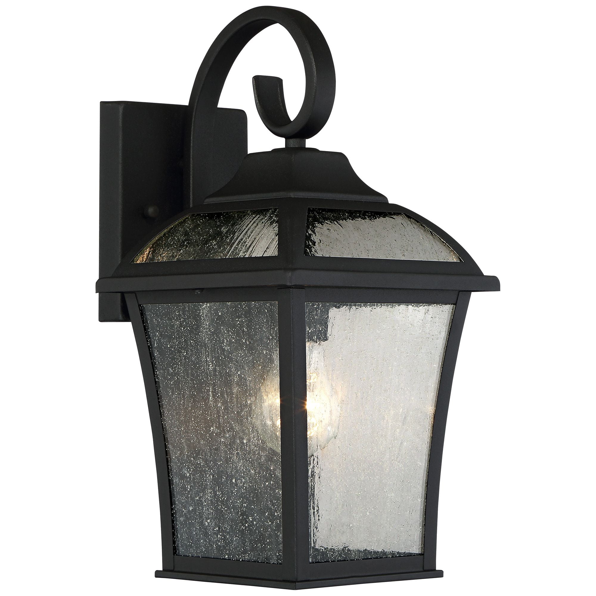 John Timberland Mosconi Rustic Outdoor Wall Lights Fixture Set of 2 Textured Black 15" Clear Seedy Glass for Post Exterior Barn Deck House Porch Yard