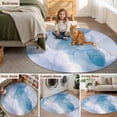 thumbnail image 5 of Round Rugs 3.3Ft, Blue Marble Round Area Rug Washable Indoor Throw Carpet, Modern Abstract Art Yellow Lines Ink Painting Soft Non Slip Circle Rug for Laundry Room Patio Home Decor Aesthetic, 5 of 8