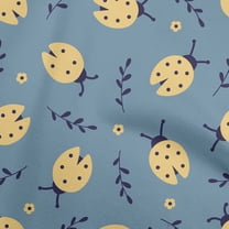 oneOone Cotton Poplin Dusty Blue Fabric Ladybird Fabric For Sewing Printed Craft Fabric By The Yard 42 Inch Wide