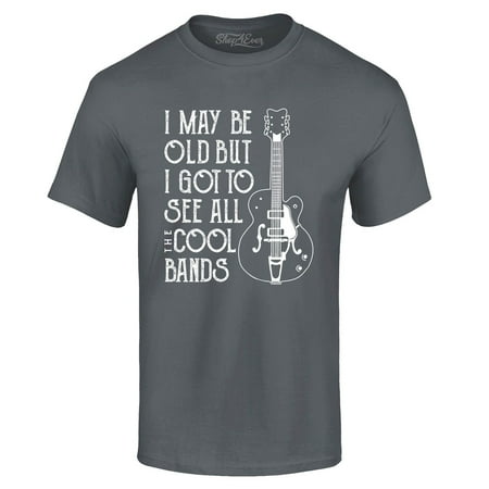 Shop4Ever Men s I May be Old but I Got to See All The Cool Bands Graphic T-shirt Small Charcoal