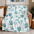 thumbnail image 4 of Watercolor Coastal Throw Blankets, Seahorse Starfish Pattern Soft Fleece Blanket Decorative for Home Sofa Couch Chair Living Bedroom, 50x60 inches, Turquoise, 4 of 9