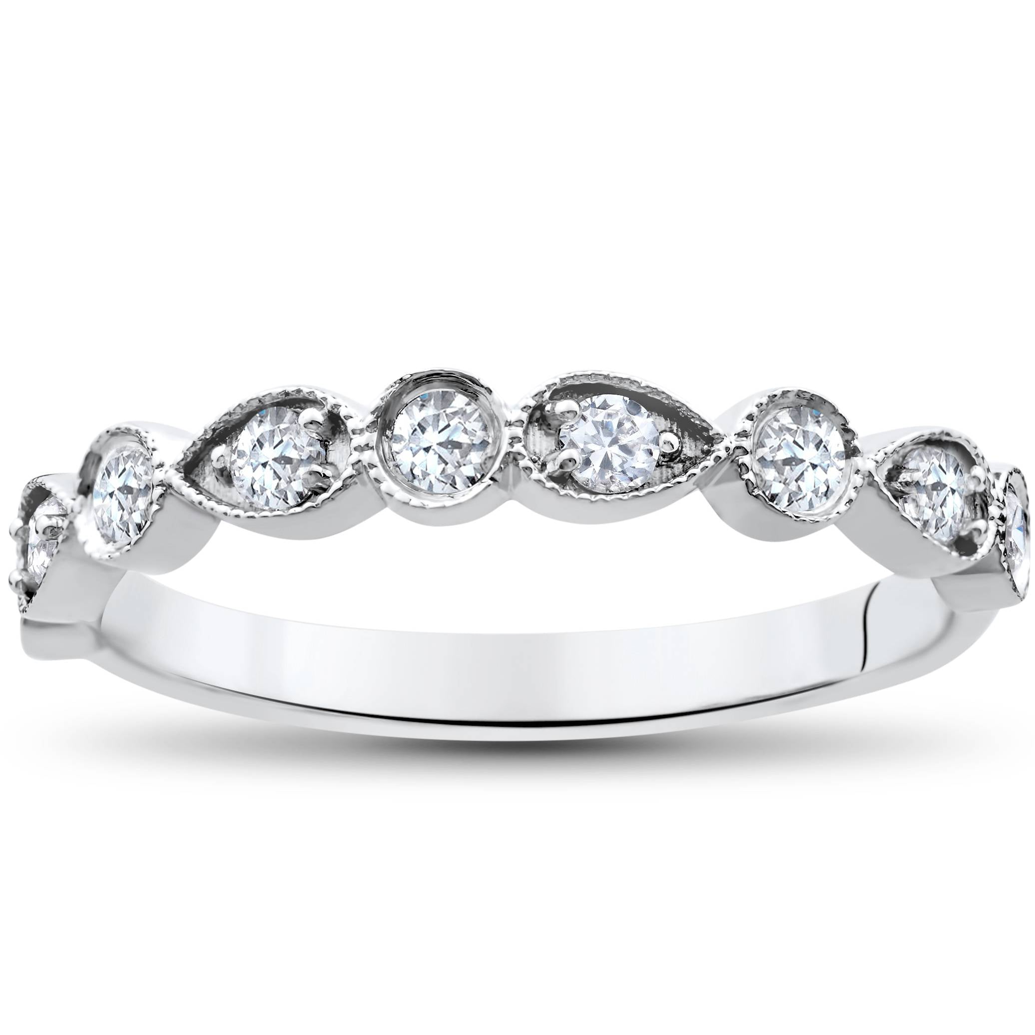 Diamond Wedding Ring 1/3 ct Stackable Womens Diamond Band 14K White