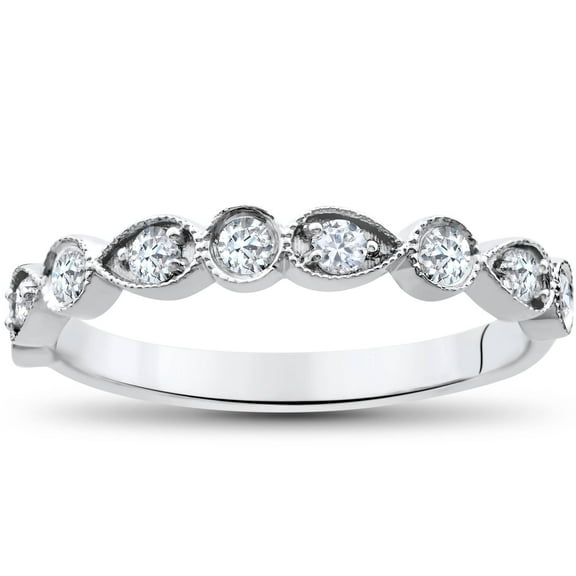 Pompeii 1/4Ct Diamond Wedding Ring Womens Stackable 10k White Gold Anniversary Band