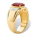 thumbnail image 2 of PalmBeach Jewelry Men's Blue Sapphire, Red Garnet or Black Onyx and Diamond Classic Ring 18k Gold-Plated, 2 of 6