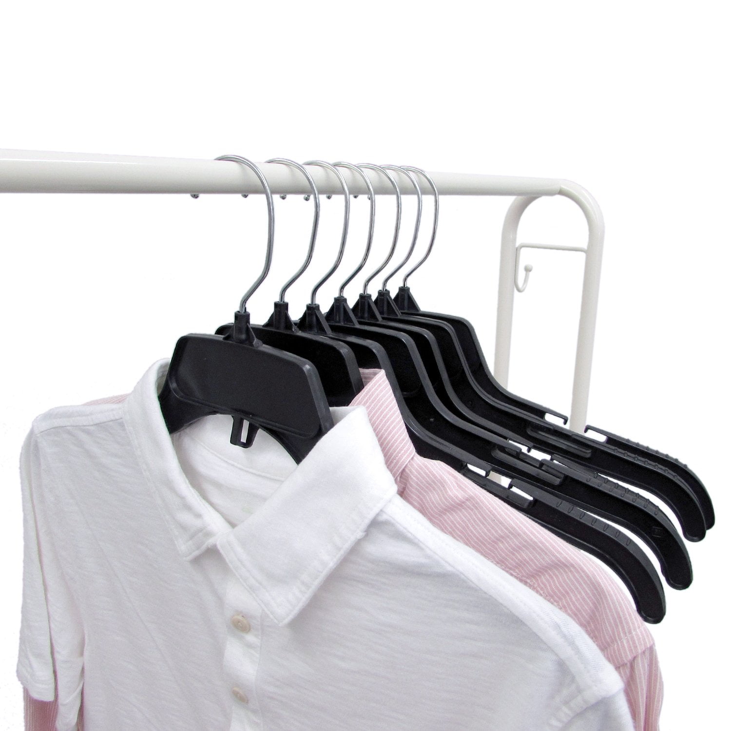 Hanger Central Space-Saving, Durable Black Plastic Clothes Hangers, Bulk, Non-Slip Surface 360° Swivel Hook, Perfect for T-Shirts, Oversize Garments