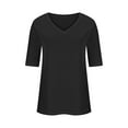 thumbnail image 5 of loopsun Plus Size Tops for Womens,Womens Summer Tops,Women's Fashion Tees Casual V-neck Loose Cute T Shirt 1/2 Sleeve Ladies Top Black XXXL, 5 of 5