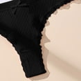 thumbnail image 4 of Qingpeng Womens Low Rise Lace Trim Thong Solid Color Bow Detail Panties Breathable Underwear Size S-XL, 4 of 5