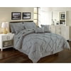 Pintuck Gray 11-Piece Comforter Set Over-Sized Pinch Pleated Bedding with Sheets ( Queen Size )