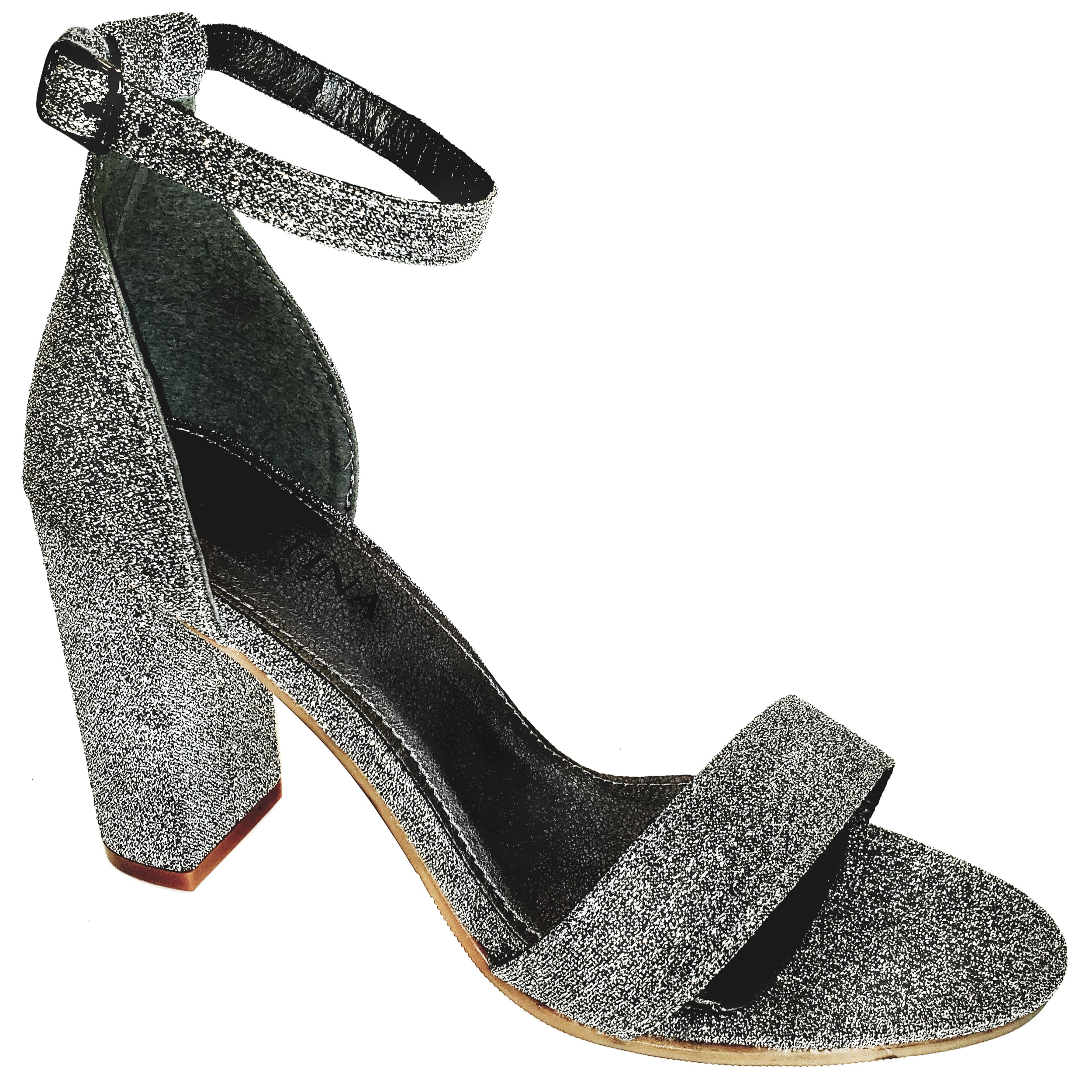one inch silver heels