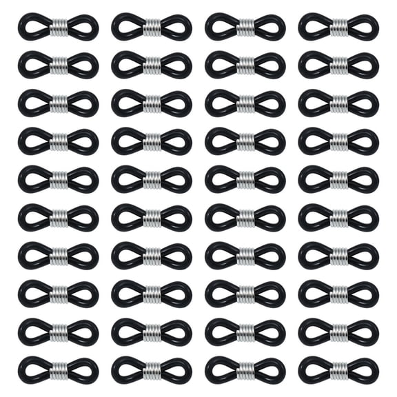 ETEREAUTY 100Pcs Black Silicone Eyeglass Chain Ring Connector for Secure Glasses Fit