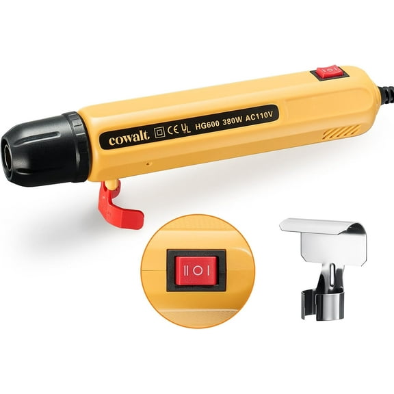 Cowalt Pro Mini Heat Gun 380W 2-Temp Settings Fast Heat Hot Air Tool 4.9ft. Long Cable & Nozzle Phone Repair, Vinyl Wrapping, Shrink Tubing, Crafting, Embossing, Candle Making, Overload Protection