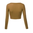 thumbnail image 3 of Doublju Women's Round Neck Slim Fit Long Sleeve Crop Tops (Female Plus Size Available), 3 of 4