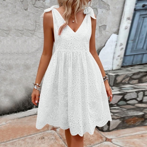 WILLBEST Vestidos Casuales para Mujer con Curvas, Nuevo Vestido de Mujer de Longitud Media con Encaje Jacquard, Ahuecado, Ajustado, Cuello En V, Vestido Grande para Mujer Mediana