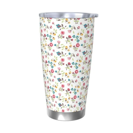 

Uemuo Summer Floral Print Travel Coffee Mug 20oz Double-walled Car Cup Stainless Steel Insulated Tumbler Leak-proof Travel Cup Reusable Straw Car Cup-Without Straw