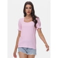 thumbnail image 4 of Women's Basic Summer T-Shirt - Square Neck Short Sleeve Top, Casual Comfort Fit, 4 of 6