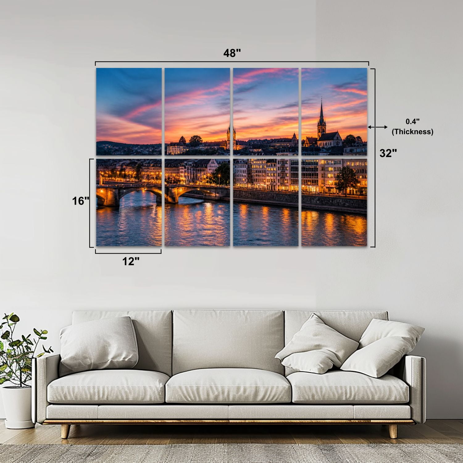 8 Pack Art Acoustic Panels Sound Absorbing Georgetown Skyline Decorative Soundproof Wall Panels Self Adhesive for Nursery Game Room Bedroom 48"x32"