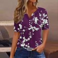 thumbnail image 1 of Fiudx Ofertas Relámpago Blusa de Manga Corta Estampada a La Moda para Mujer, Blusas Informales con Cuello En V, 1 of 5