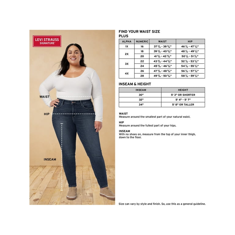 Levi Strauss Signature Women s and Women s Plus Mid Rise Straight Jeans Available in Short Regular and Long Inseams Sizes 2 28 Walmart