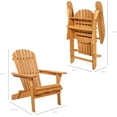 thumbnail image 3 of YANG2 Folding Adirondack Chair Outdoor Wooden Accent Furniture Fire Pit Lounge Chairs for Yard, Garden, Patio w/ 350lb Weight Capacity - Natural, 3 of 8