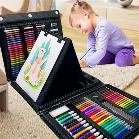 208 PCS Art Supplies, Drawing Art Set Kit for Kids,Teens Artist, Adults Art Set with Double Sided Trifold Easel, Oil Pastels, Crayons, Colored Pencils, Watercolor Pens Gift for Girls Boys