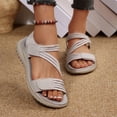 thumbnail image 6 of KEGIRLOM Women's Fashion Casual Summer Style Solid Color Thick Bottom Beach Fish Mouth Wedge Sandals Gray 8.5, 6 of 9