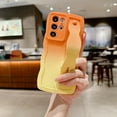thumbnail image 4 of Compatible with Samsung Galaxy S21 Ultra 5G 6.8" Case, Cute Wavy S21 Ultra Phone Case with Wrist Strap Stand Wristband Camera Protect Gradient Color Soft Silicone Cover for Women Men (Orange Yellow), 4 of 9