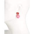 thumbnail image 2 of Betsey Johnson Valentine's Day Double Heart Mismatch Earrings, Red and Pink, Crystal Accents, 2 of 2