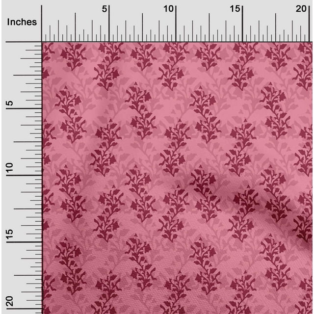 oneOone Cotton Poplin Fabric Leaves & Floral Block Printed Craft Fabric BTY 56 Inch Wide